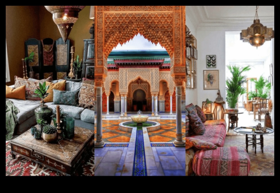 Kā izveidot Marokas dzīvojamo istabu ar sarežģītiem marokāņu rakstiem, izmantojot dekoru idejas?