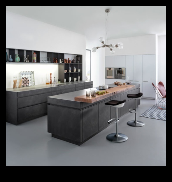 Kā izmantot betonu industriālajā elegantajā virtuves dizainā, lai iegūtu mūsdienīgu pieskārienu?