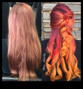 Saulrieta iedvesmots: siltas un ugunīgas matu krāsas idejas